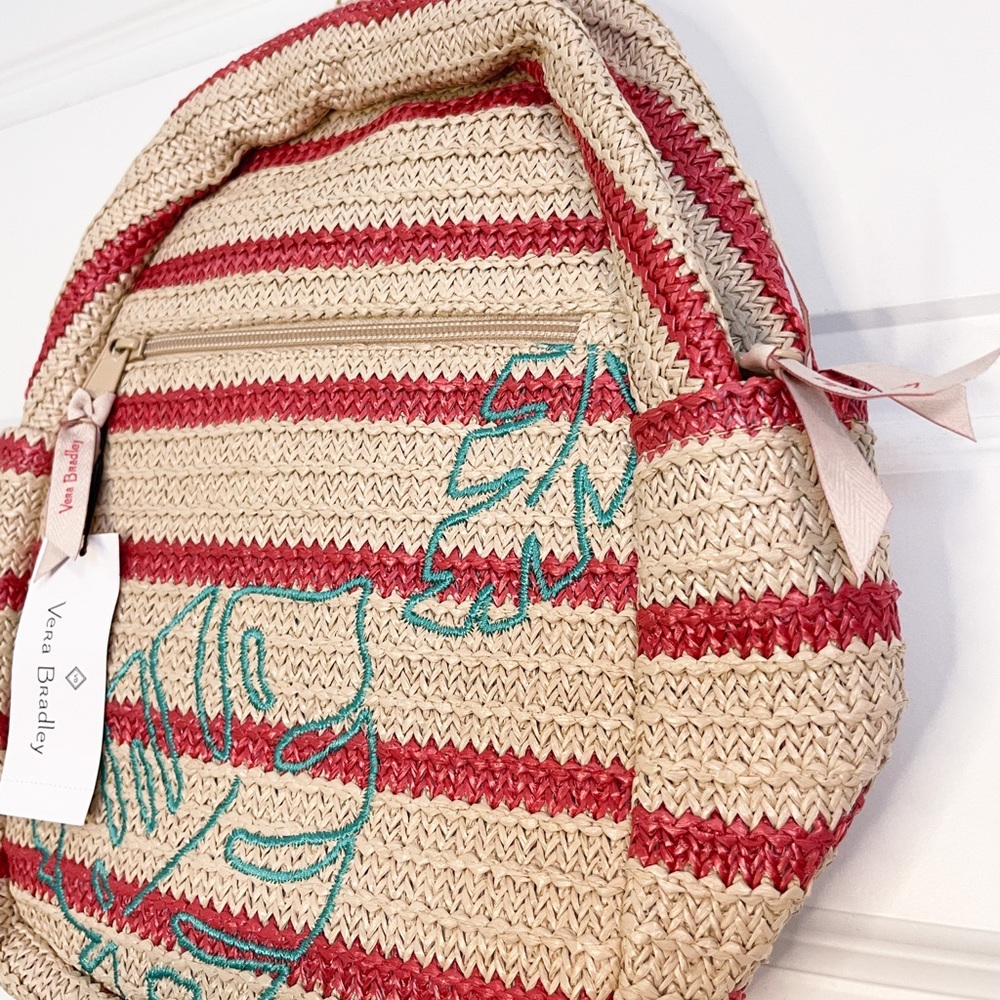NWT Vera Bradley Straw Embroidered Mini Beach Backpack